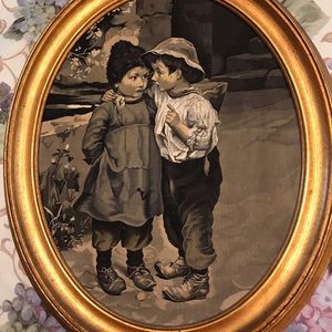 SILK ART ANTIQUE FRAMED THE SECRET BY Maria Mizz Wunsch